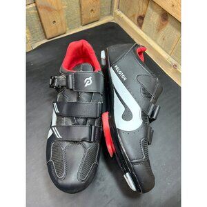 Peloton Mens Cycling Shoes Size 12 EU 46 Black & Red With Buckle Closure